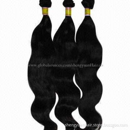 100% Virgin Brazilian Human Hair Weave, Unprocessed, 3-pack Bundle, Black Color